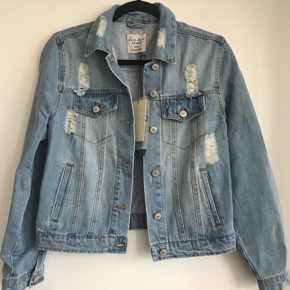 NWT - Distressed Denim Jacket - Small